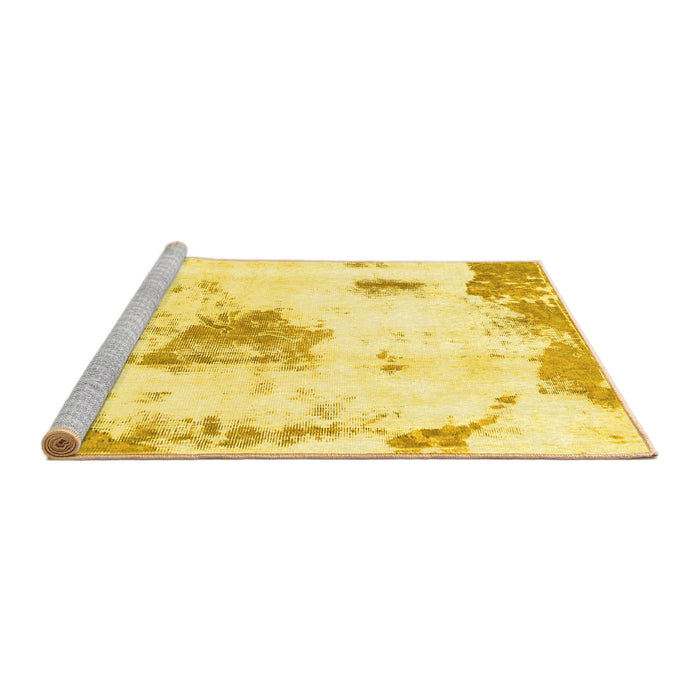 Sideview of Machine Washable Abstract Yellow Modern Rug, wshabs982yw