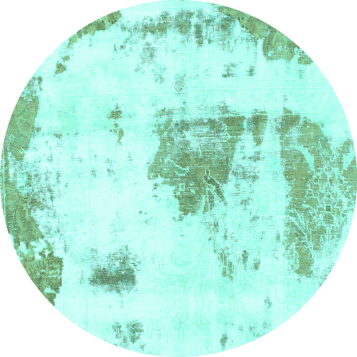 Round Abstract Turquoise Modern Rug, abs982turq