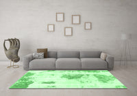 Machine Washable Abstract Emerald Green Modern Rug, wshabs982emgrn