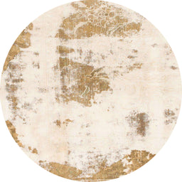 Round Abstract Brown Modern Rug, abs982