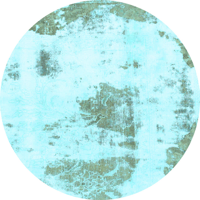 Round Abstract Light Blue Modern Rug, abs982lblu
