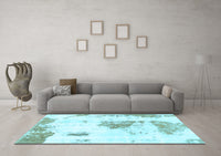 Machine Washable Abstract Light Blue Modern Rug, wshabs982lblu