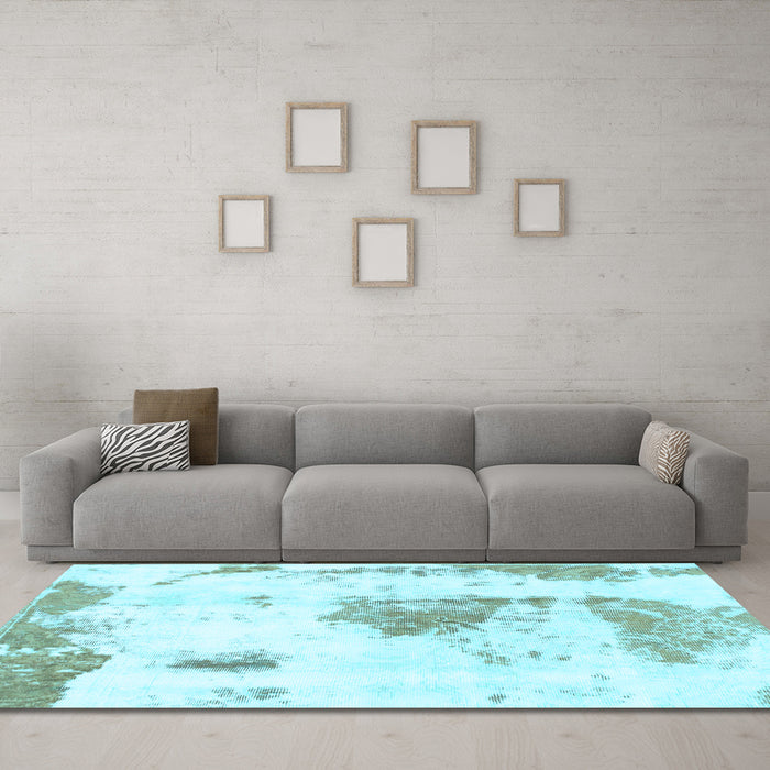 Machine Washable Abstract Light Blue Modern Rug in a Living Room, wshabs982lblu