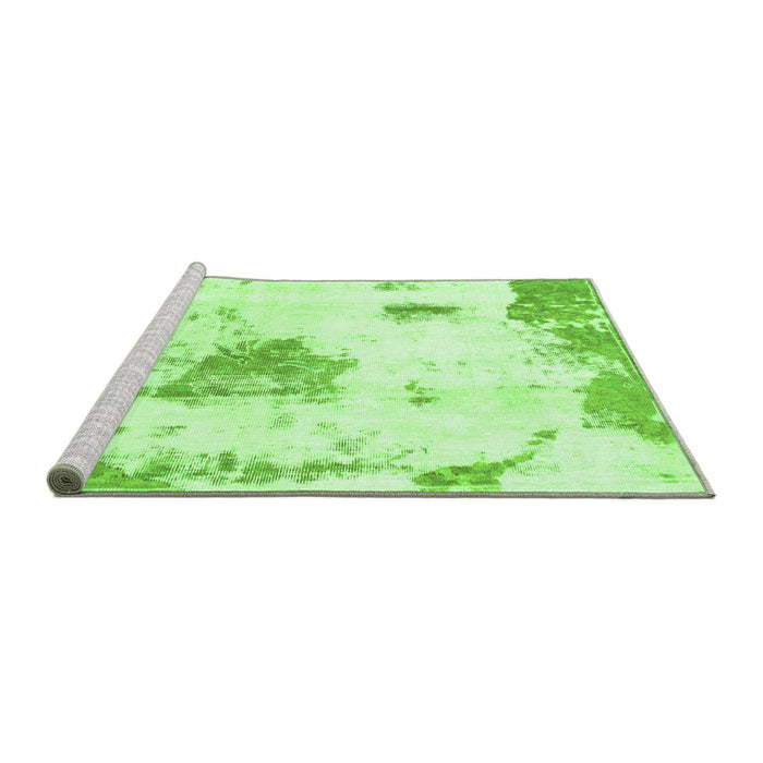 Sideview of Machine Washable Abstract Green Modern Area Rugs, wshabs982grn