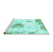 Sideview of Machine Washable Abstract Turquoise Modern Area Rugs, wshabs982turq