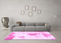 Machine Washable Abstract Pink Modern Rug, wshabs982pnk