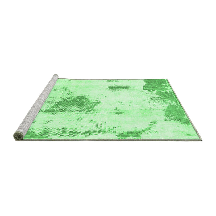 Sideview of Machine Washable Abstract Emerald Green Modern Area Rugs, wshabs982emgrn