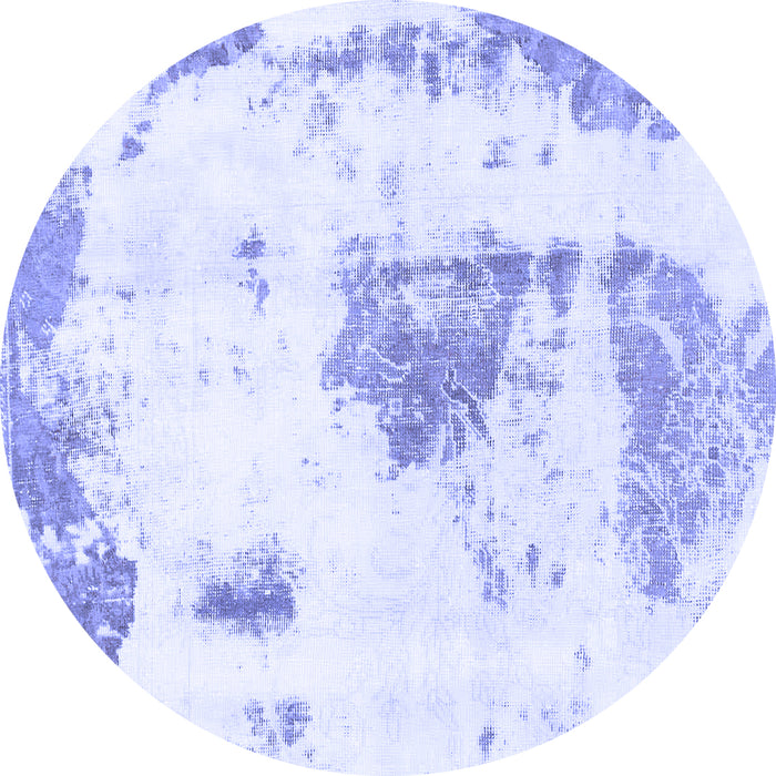 Round Abstract Blue Modern Rug, abs982blu