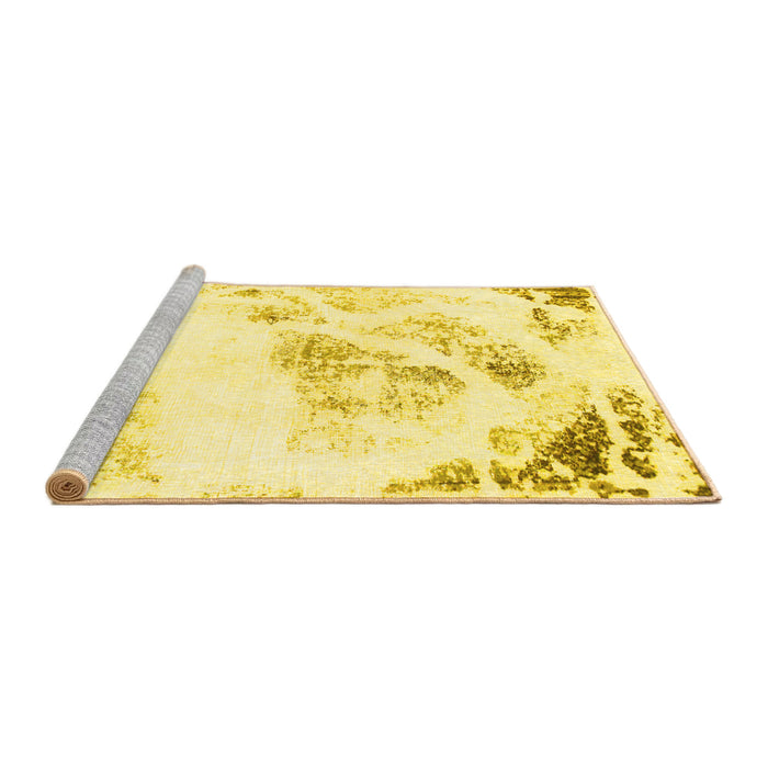 Sideview of Machine Washable Abstract Yellow Modern Rug, wshabs983yw