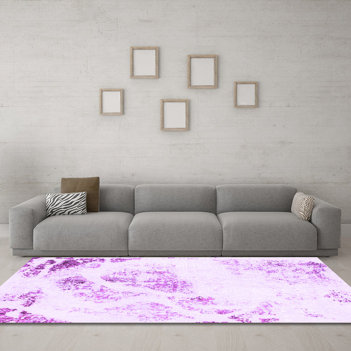 Machine Washable Abstract Purple Modern Area Rugs in a Living Room, wshabs983pur
