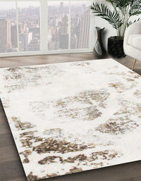 Abstract Off White Beige Modern Rug, abs983