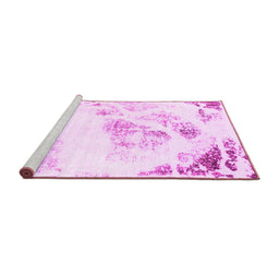 Sideview of Machine Washable Abstract Pink Modern Rug, wshabs983pnk