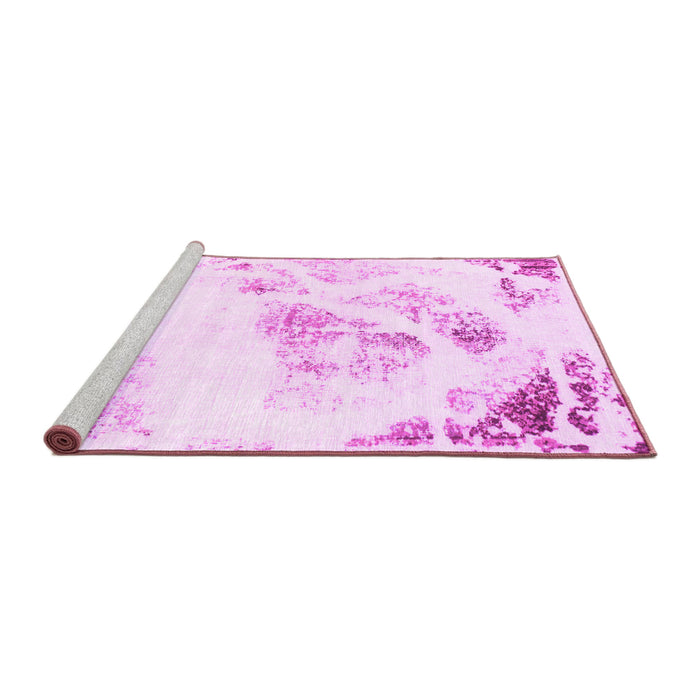 Sideview of Machine Washable Abstract Pink Modern Rug, wshabs983pnk