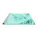 Sideview of Machine Washable Abstract Turquoise Modern Area Rugs, wshabs983turq