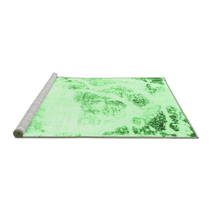 Sideview of Machine Washable Abstract Emerald Green Modern Area Rugs, wshabs983emgrn