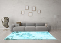 Machine Washable Abstract Light Blue Modern Rug, wshabs983lblu