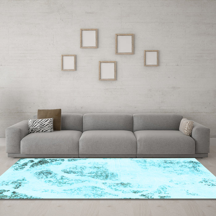 Machine Washable Abstract Light Blue Modern Rug in a Living Room, wshabs983lblu