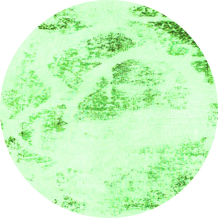Round Abstract Green Modern Rug, abs983grn