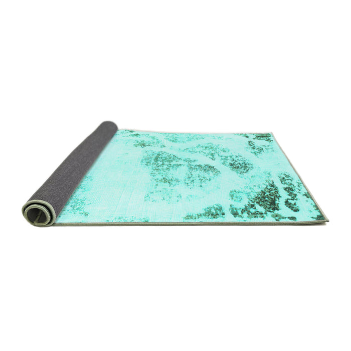 Sideview of Abstract Turquoise Modern Rug, abs983turq