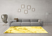 Machine Washable Abstract Yellow Modern Rug in a Living Room, wshabs983yw