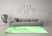 Machine Washable Abstract Green Modern Area Rugs in a Living Room,, wshabs983grn