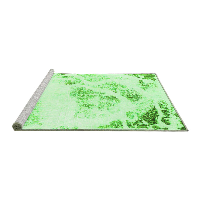 Sideview of Machine Washable Abstract Green Modern Area Rugs, wshabs983grn