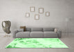 Machine Washable Abstract Emerald Green Modern Area Rugs in a Living Room,, wshabs983emgrn