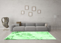 Machine Washable Abstract Emerald Green Modern Rug, wshabs983emgrn