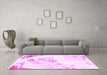 Machine Washable Abstract Pink Modern Rug in a Living Room, wshabs983pnk