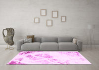 Machine Washable Abstract Pink Modern Rug, wshabs983pnk