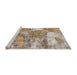 Sideview of Machine Washable Abstract Dark Gold Brown Rug, wshabs984