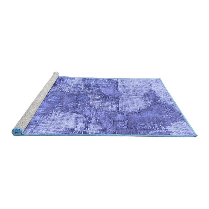 Sideview of Machine Washable Abstract Blue Modern Rug, wshabs984blu