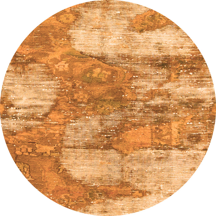 Round Abstract Orange Modern Rug, abs984org