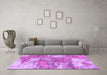 Machine Washable Abstract Purple Modern Area Rugs in a Living Room, wshabs984pur