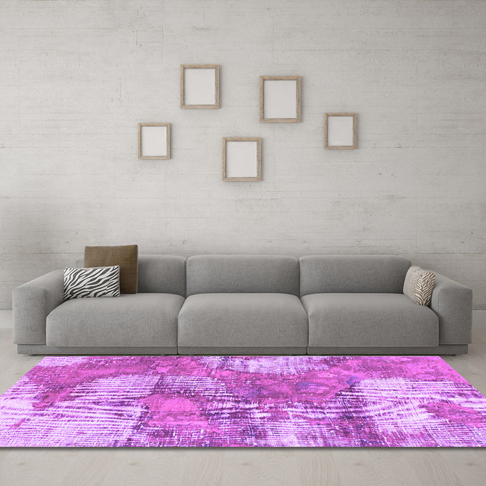 Machine Washable Abstract Purple Modern Area Rugs in a Living Room, wshabs984pur