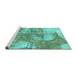 Sideview of Machine Washable Abstract Turquoise Modern Area Rugs, wshabs984turq