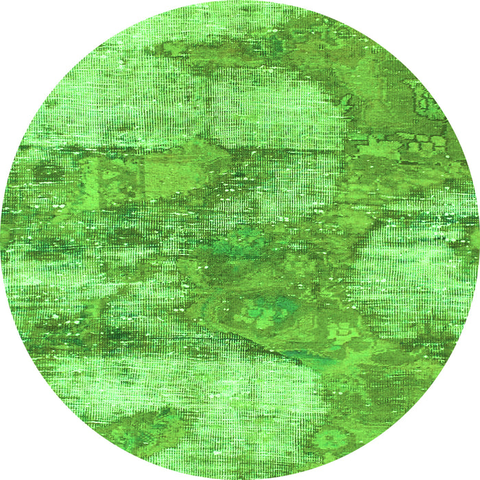 Round Abstract Green Modern Rug, abs984grn