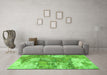 Machine Washable Abstract Green Modern Area Rugs in a Living Room,, wshabs984grn