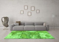 Machine Washable Abstract Green Modern Rug, wshabs984grn