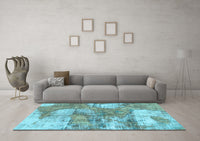 Machine Washable Abstract Light Blue Modern Rug, wshabs984lblu