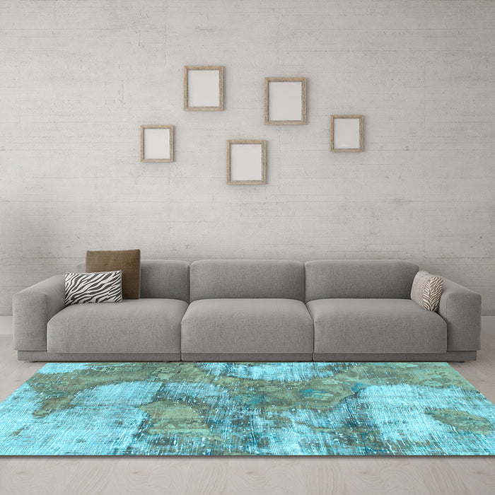 Machine Washable Abstract Light Blue Modern Rug in a Living Room, wshabs984lblu