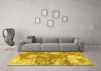 Machine Washable Abstract Yellow Modern Rug, wshabs984yw