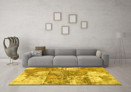 Machine Washable Abstract Yellow Modern Rug in a Living Room, wshabs984yw
