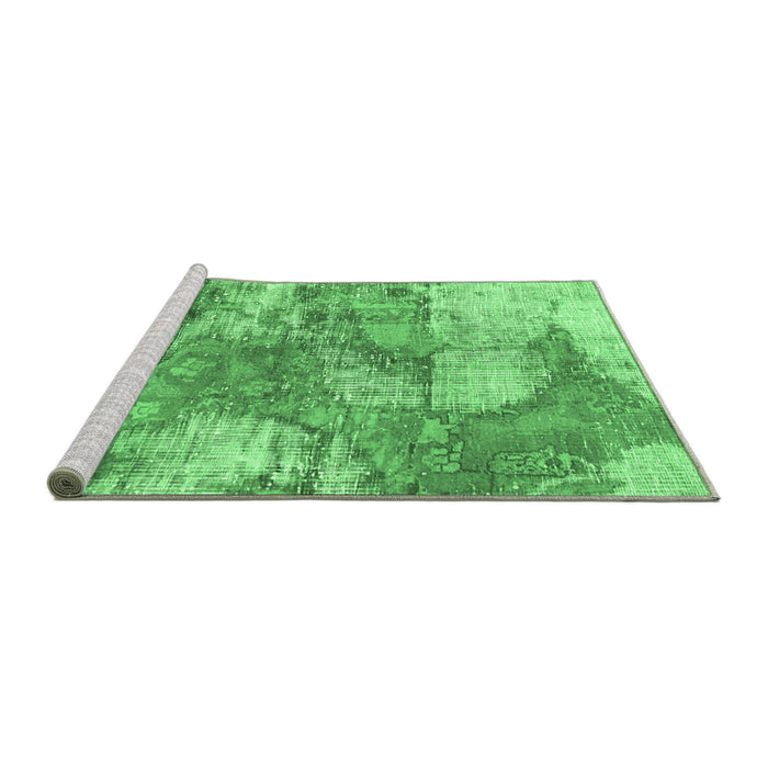 Sideview of Machine Washable Abstract Emerald Green Modern Area Rugs, wshabs984emgrn