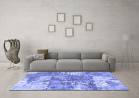 Machine Washable Abstract Blue Modern Rug, wshabs984blu