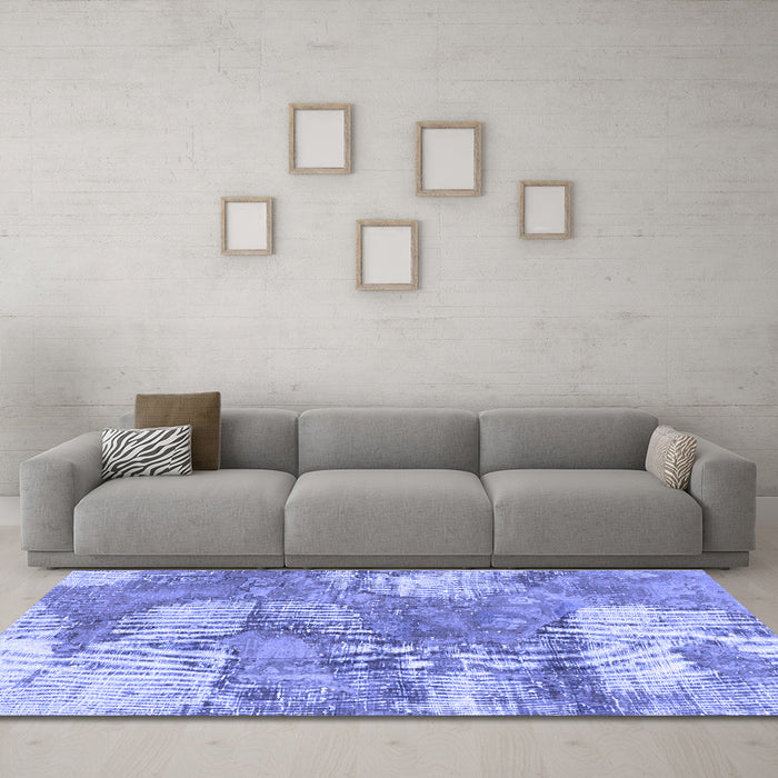 Machine Washable Abstract Blue Modern Rug in a Living Room, wshabs984blu
