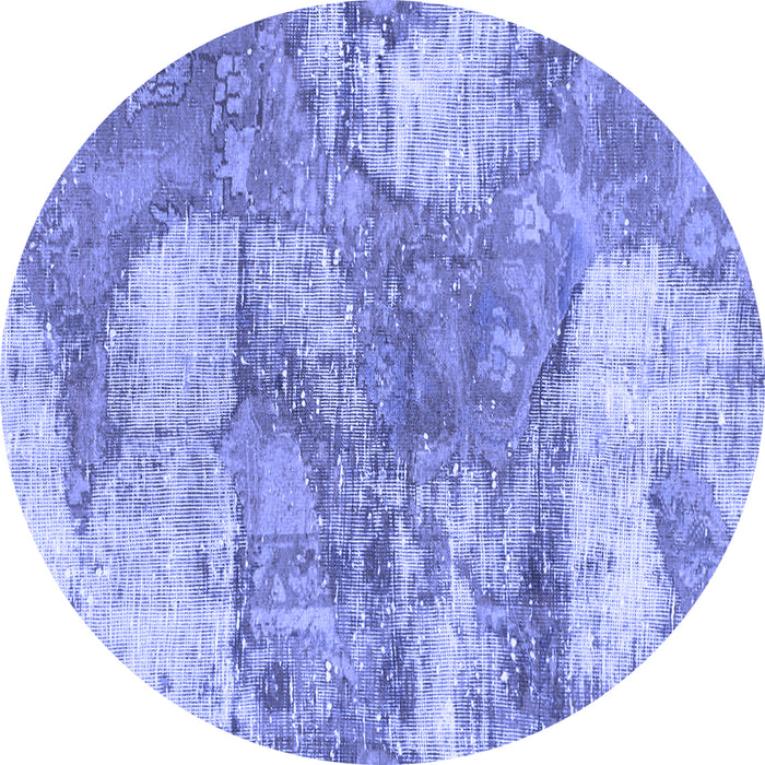 Round Abstract Blue Modern Rug, abs984blu