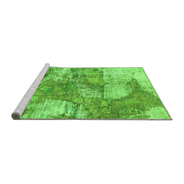 Sideview of Machine Washable Abstract Green Modern Area Rugs, wshabs984grn