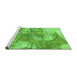 Sideview of Machine Washable Abstract Green Modern Area Rugs, wshabs984grn