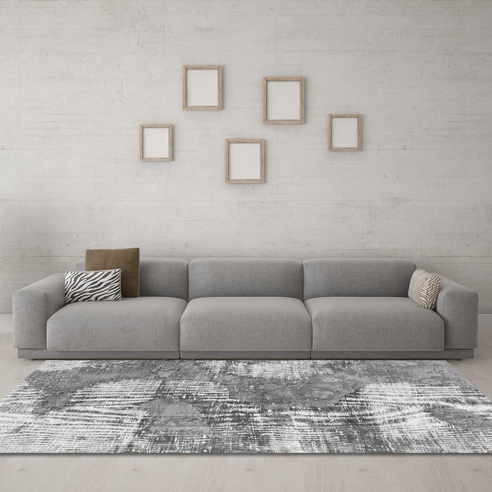 Machine Washable Abstract Gray Modern Rug in a Living Room,, wshabs984gry